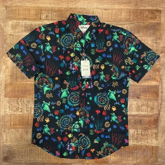 NWT RSVLTS Disney Nightmare Before Christmas ‘Oogie’s Turn to Boogie’ Button Up - Picture 2 of 10